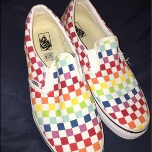 Rainbow checkerboard vans